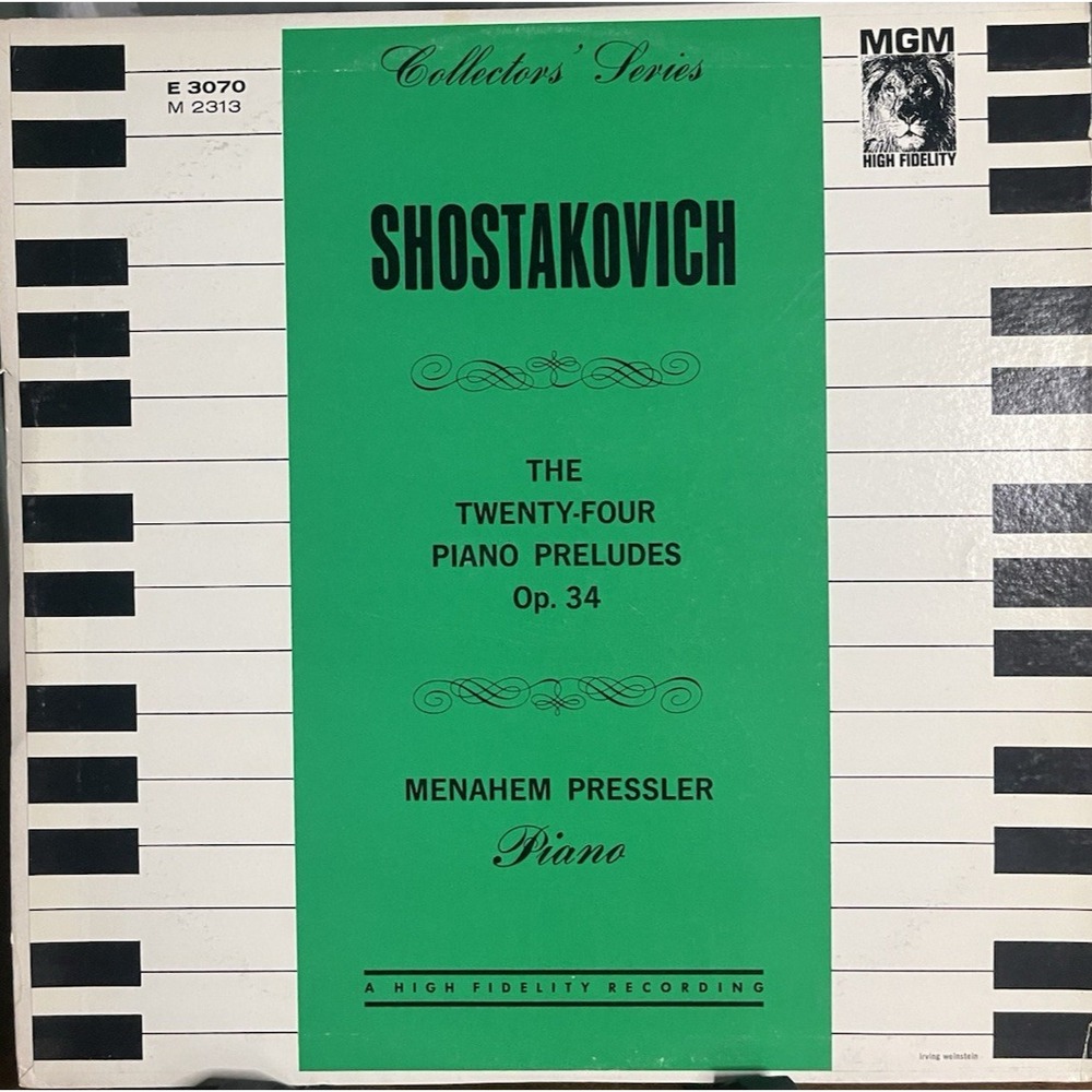 Shostakovich 24 Piano Preludes Op 34 Menahem Pressler MGM Vinyl Record LP 1950s